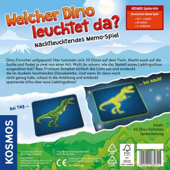 Preview: Kosmos Kinderspiel Memospiel Welcher Dino leuchtet da? 680701