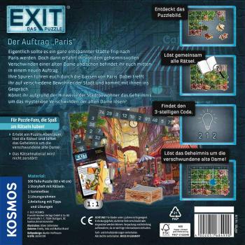 Preview: 500 Teile Kosmos Familienspiel Escape EXIT® Das Puzzle Der Auftrag "Paris" 684990