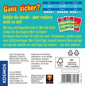 Preview: Kosmos Familienspiel Wissensspiel Gans sicher? 685362
