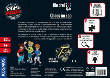 Preview: 150 Teile Kosmos Familienspiel Krimispiel Krimipuzzle Die drei ??? Kids Chaos im Zoo 697990