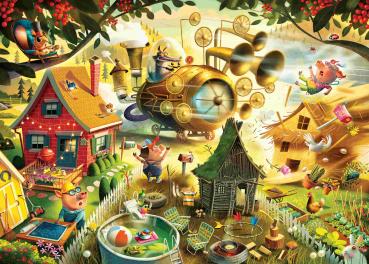 Preview: 1000 Teile Ravensburger Puzzle Dean MacAdam Aufgepasst, kleine Schweinchen! 12001004