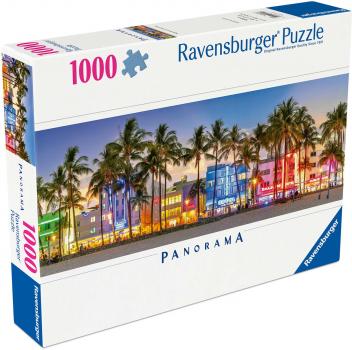 Preview: 1000 Teile Ravensburger Puzzle Panorama Nachtlichter am Ocean Drive 12001710