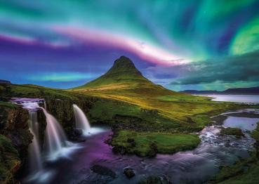 Preview: 1000 Teile Ravensburger Puzzle Nordlichter über Kirkjufell 12001744