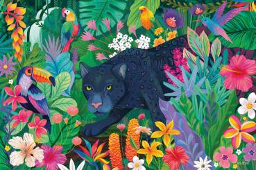 Preview: 3000 Teile Ravensburger Puzzle Panther im blühenden Dschungel 12001748