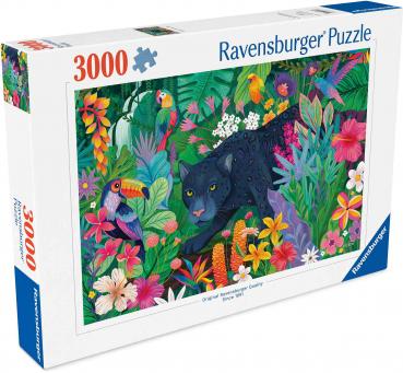 Preview: 3000 Teile Ravensburger Puzzle Panther im blühenden Dschungel 12001748