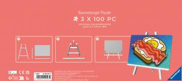 Preview: 3 x 100 Teile Ravensburger Puzzle mit Staffelei Kawaii Breakfast, Lunch & Dinner 12002047