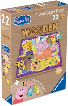 Preview: 22 Teile Ravensburger Kinder Holz Puzzle Wooden Peppa Pig Freundschaftsparty + 5 Figuren 12004082