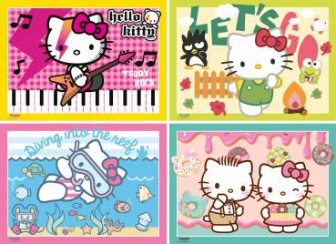 Preview: 4 x 100 Teile Ravensburger Kinder Puzzle Los geht's, Hello Kitty! 12004159
