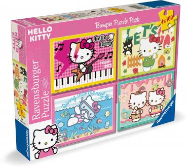 Preview: 4 x 100 Teile Ravensburger Kinder Puzzle Los geht's, Hello Kitty! 12004159