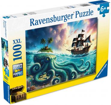 Preview: 100 Teile Ravensburger Kinder Puzzle XXL Der Schatz des Kraken 12004263