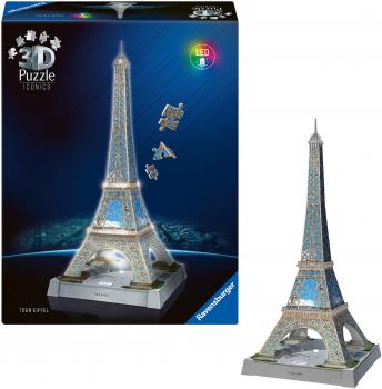 216 Teile Ravensburger 3D Puzzle Iconics Bauwerk Eiffelturm mit Licht 12008024
