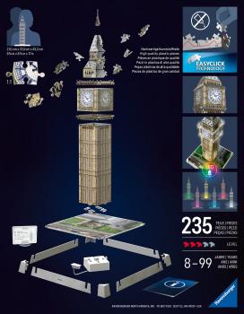 216 Teile Ravensburger 3D Puzzle Iconics Bauwerk Big Ben mit Licht 12008025