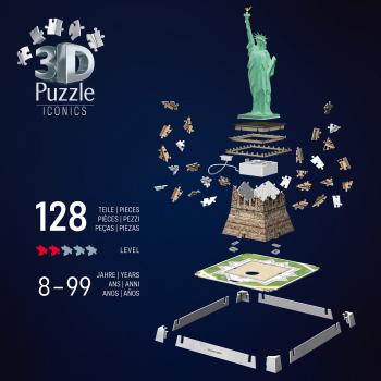 108 Teile Ravensburger 3D Puzzle Iconics Bauwerk Freiheitsstatue mit Licht 12008027