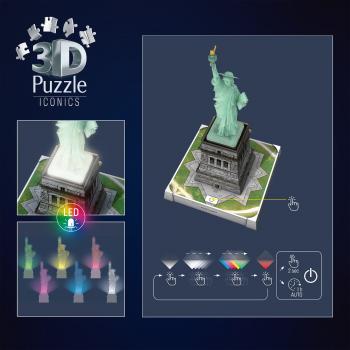 108 Teile Ravensburger 3D Puzzle Iconics Bauwerk Freiheitsstatue mit Licht 12008027