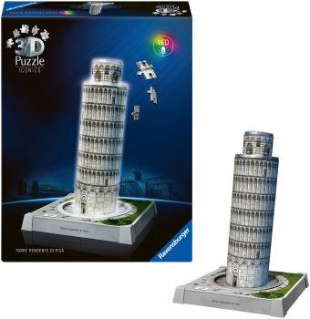 216 Teile Ravensburger 3D Puzzle Iconics Bauwerk Schiefer Turm von Pisa mit Licht 12008028