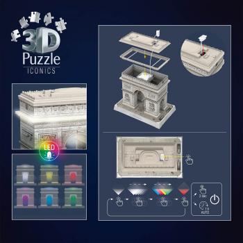 216 Teile Ravensburger 3D Puzzle Iconics Bauwerk Triumphbogen Paris mit Licht 12008029
