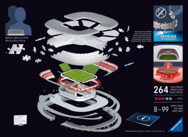 216 Teile Ravensburger 3D Puzzle Iconics Bauwerk Allianz Arena mit Licht 12008033