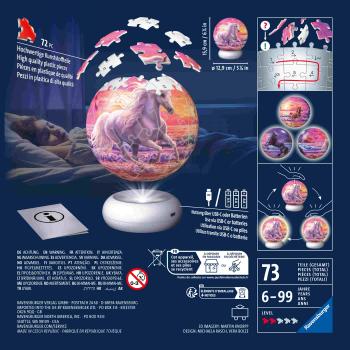 Preview: 72 Teile Ravensburger 3D Puzzle Ball Nachtlicht Pferde am Strand 12008054