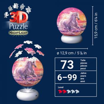 72 Teile Ravensburger 3D Puzzle Ball Nachtlicht Pferde am Strand 12008054