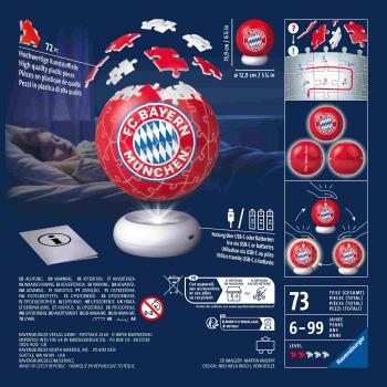 Preview: 72 Teile Ravensburger 3D Puzzle Ball Nachtlicht FC Bayern München 12008056