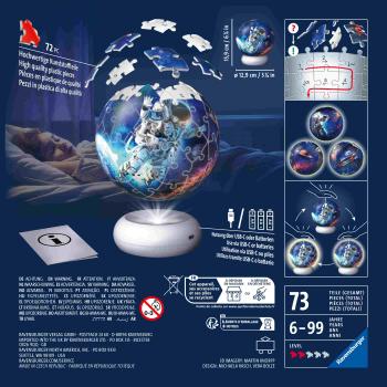 Preview: 72 Teile Ravensburger 3D Puzzle Ball Nachtlicht Astronauten 12008058