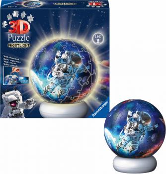 Preview: 72 Teile Ravensburger 3D Puzzle Ball Nachtlicht Astronauten 12008058