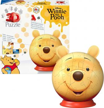 Preview: 72 Teile Ravensburger 3D Puzzle Ball Disney Winnie Puuh mit Ohren 12008070