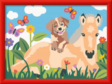 Preview: Ravensburger Malen nach Zahlen CREART Serie D Pferde Fohlen und Welpe 12023119 12023119
