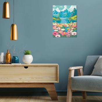 Preview: Ravensburger Malen nach Zahlen CREART Premium Serie B Adults Premium Blumenmeer am Bergsee 12023207