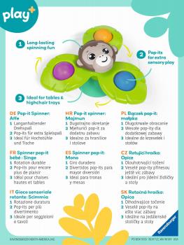 Preview: Ravensburger Kleinkindwelt Motorikspielzeug Play+ Spin & Pop: Baby-Fidget-Spinner Monkey 12034081