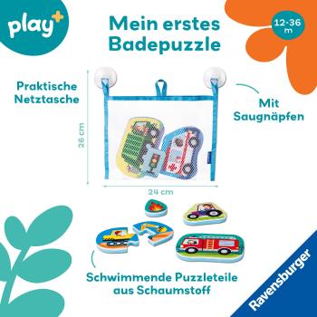 Ravensburger Kleinkindwelt Badewannenspielzeug Play+ Mein erstes Bade-Puzzle Fahrzeuge 12034121