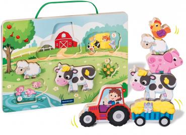 Ravensburger Kleinkindwelt Motorikspielzeug Play+ Magnetisches Holz-Zähl-Puzzle Bauernhof 12034123