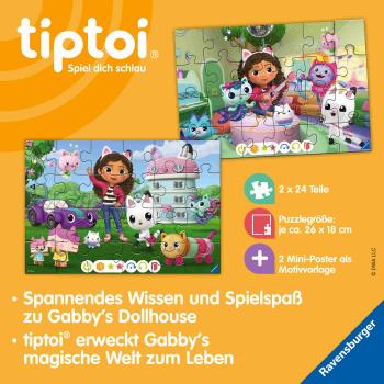 2 x 24 Teile Ravensburger Puzzle tiptoi Puzzeln, Entdecken, Erleben Gabby’s Dollhouse 00236