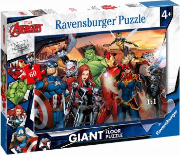 Preview: 60 Teile Ravensburger Kinder Puzzle Giant Floor Bodenpuzzle Die stärksten Helden aller Zeiten 03094