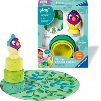 Ravensburger Babywelt Motorikspielzeuge Play+ Baby-Stapel-Puzzle Vogelnest 04857