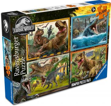 Preview: 4 x 100 Teile Ravensburger Kinder Puzzle Willkommen in der Jurassic World 05619