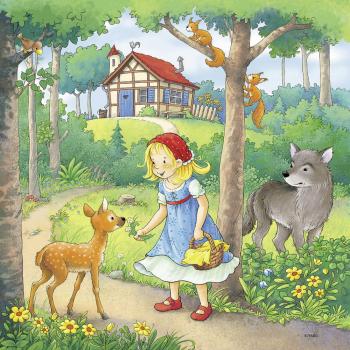 3 x 49 Teile Ravensburger Kinder Puzzle Rapunzel, Rotkäppchen & Froschkönig 08051