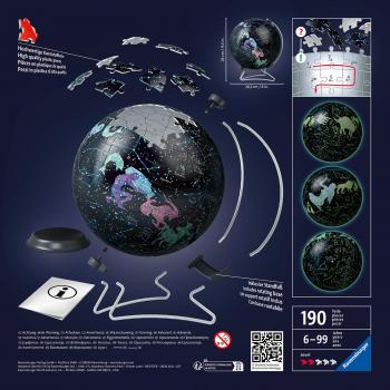 180 Teile Ravensburger 3D Puzzle Ball Starglobe Glow in the dark 11544
