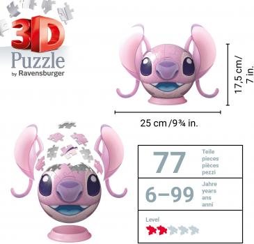 72 Teile Ravensburger 3D Puzzle Ball Disney Stitch Angel mit Ohren 11639