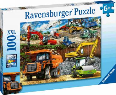 Preview: 100 Teile Ravensburger Kinder Puzzle XXL Fahrzeuge auf der Baustelle 12973