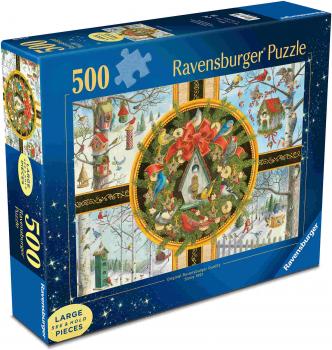 Preview: 500 Teile Ravensburger Puzzle Large Pieces Große Teile Singvögel im Winter 16835
