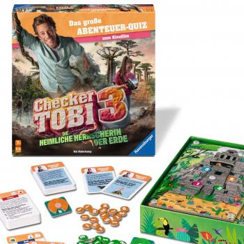 Preview: 64 Karten Ravensburger Kinderspiel Checker Tobi - Das große Abenteuer-Quiz 24904
