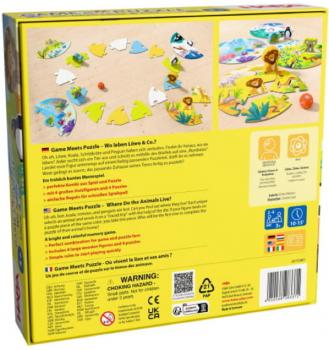 HABA Kinderspiel Suchspiel Game meets Puzzle Wo leben Löwe & Co.? 2011724001