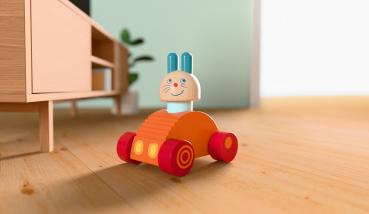 Preview: Haba Kleinkindwelt Rollspielzeug Entdeckerfahrzeug Hasen-Flitzer 2in1 2012240001
