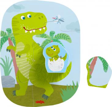 2, 2x3, 4 Teile HABA Kinder Puzzle 4 erste Puzzles Dinos mit Holzfigur Babydino 2012186002