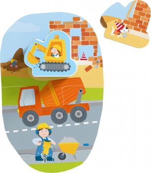2, 2x3, 4 Teile HABA Kinder Puzzle 4 erste Puzzles Baustelle mit Holzfigur Bagger 2012186003