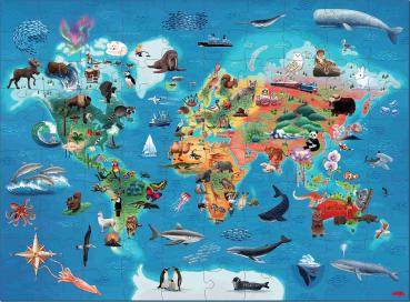 Preview: 100 Teile Haba Kinder Puzzle Weltkarte 2013400001