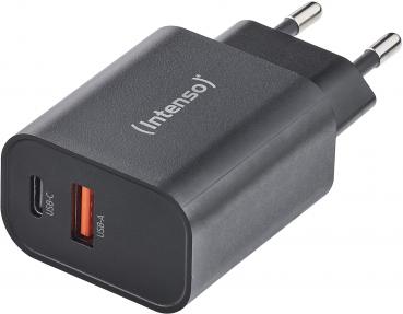 Intenso Ladegerät Power Adapter 30 Watt W30AC 1x USB-A + 1x USB-C für 2 Geräte schwarz