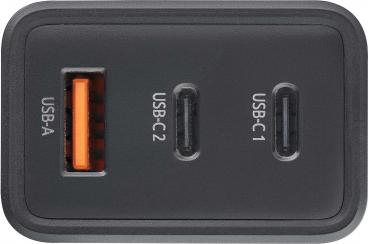 Intenso Ladegerät Power Adapter 65 Watt W65ACC GaN 1x USB-A + 2x USB-C für 3 Geräte schwarz