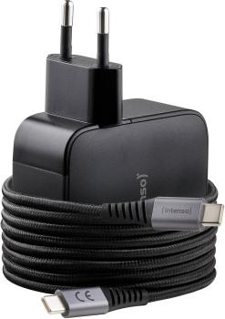 Intenso Ladegerät Power Adapter W100ACC GaN + C520C Kabel 2x USB-C 1x USB-A für 3 Gerät schwarz
